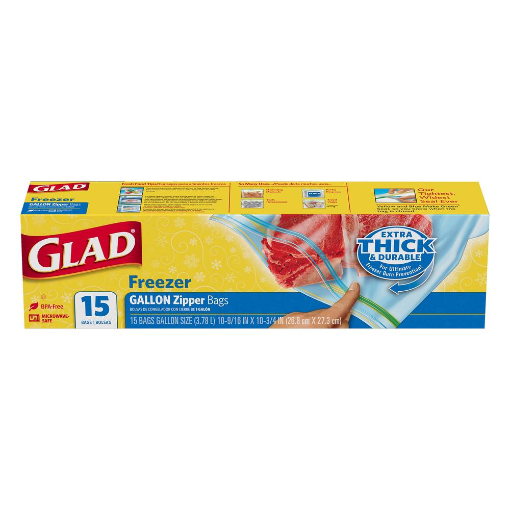 Glad Freezer Gallon Zipper Bags