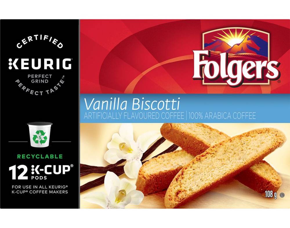 Folgers Vanilla Biscotti K-Cup Coffee Pods (110 g)