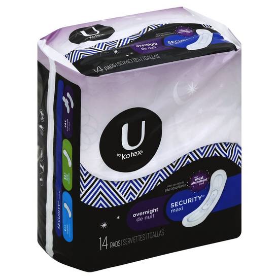 U By Kotex Security Overnight Extra Absorbency Maxi Pads (14 ct)