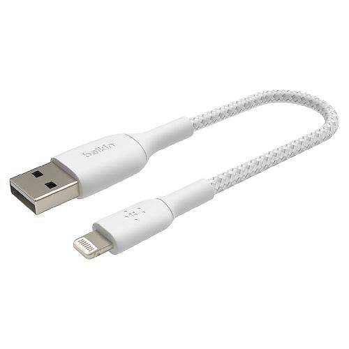 Belkin Braided Lightning to USB-A Charging Cable, White - 1.0 ea