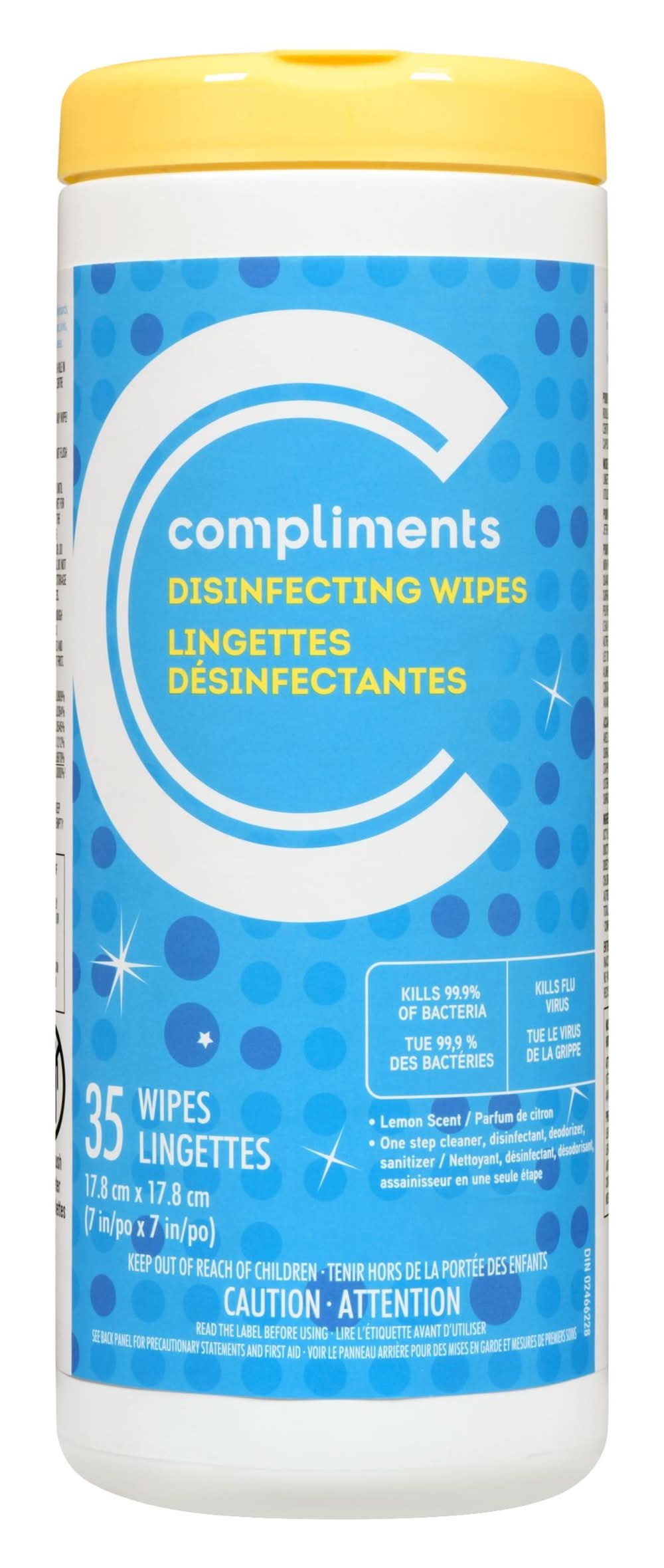 Compliments Lemon Disinfecting Wipes
