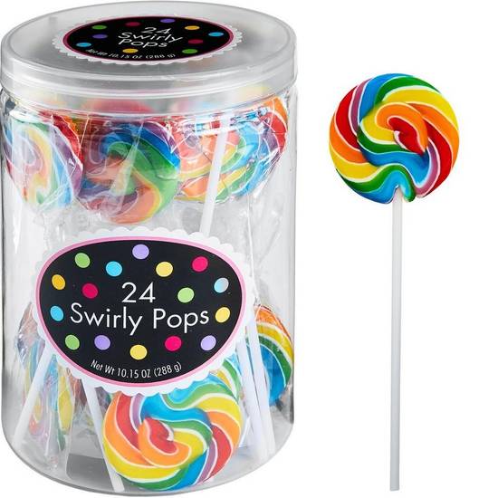 Rainbow Swirly Lollipops, 24pc - Tutti Frutti Flavor