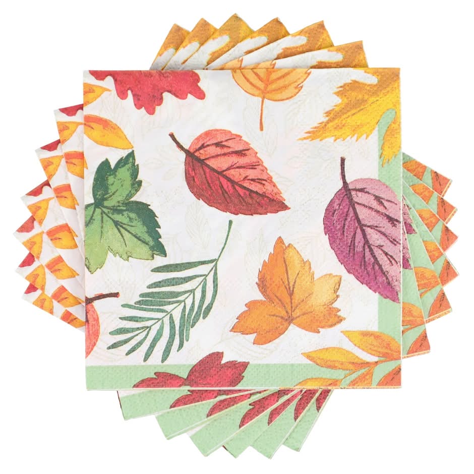 Seasonal Collection Fall Leaves Drink Napkins, 9.5x9.5 in (24 ct)