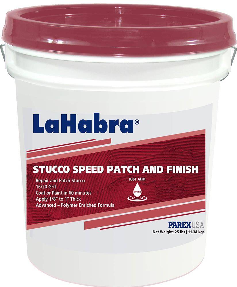 LaHabra White Stucco Mix for Repairs, 25 lb Bucket - Base Coat for Cracks, Holes, and Voids - Easy to Use, Durable and Compatible with Primers and Paints | 3753