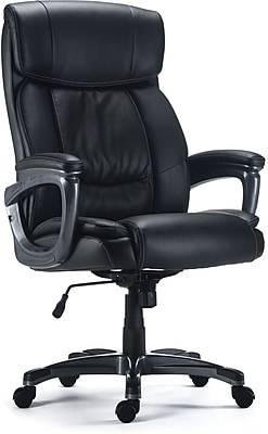 Staples Lockland Ergonomic Leather Managers Big & Tall Chair Capacity, Black