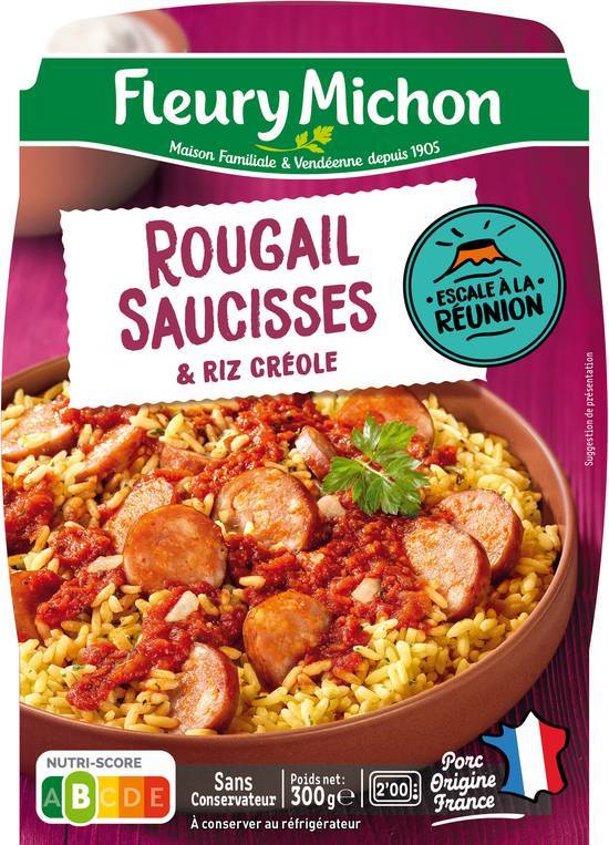 Le rougail saucisse et son riz créole - fleury michon - 300g