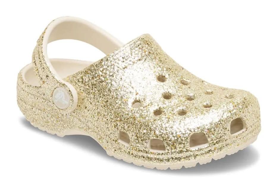 Crocs Classic Chunky Glitter Clog - Kids' (Gold Metallic Medium - 3 Youth)