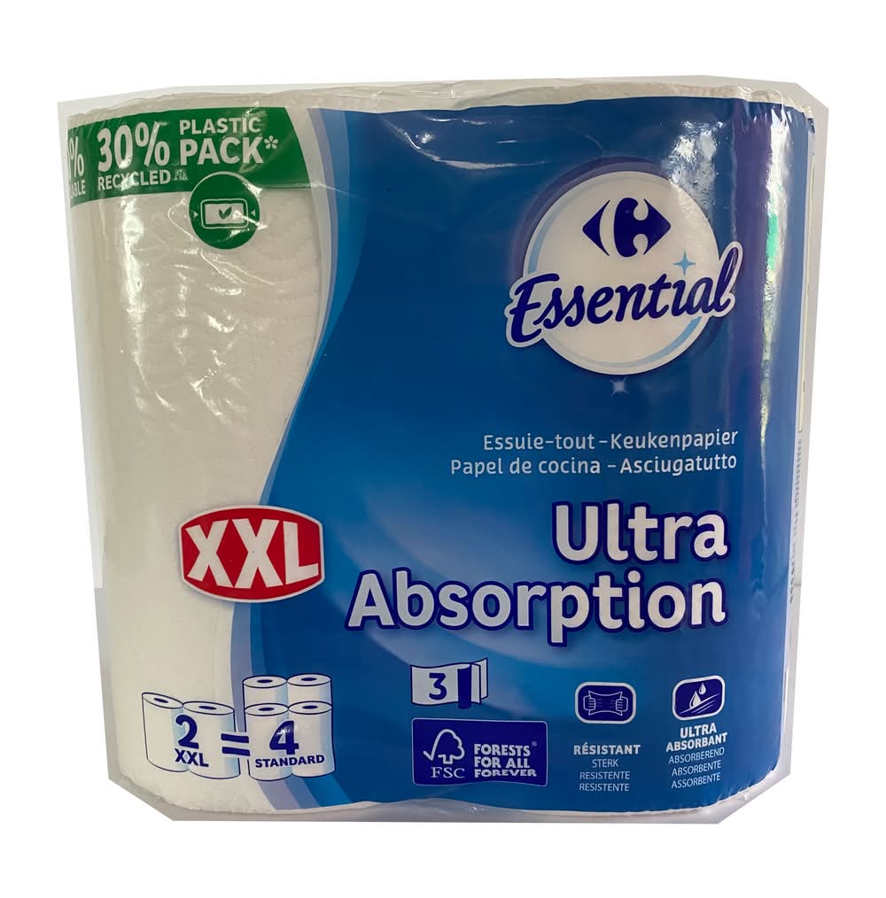 Carrefour Essential - Serviettes en papier essuie-tout ultra absorption, XXL (2)
