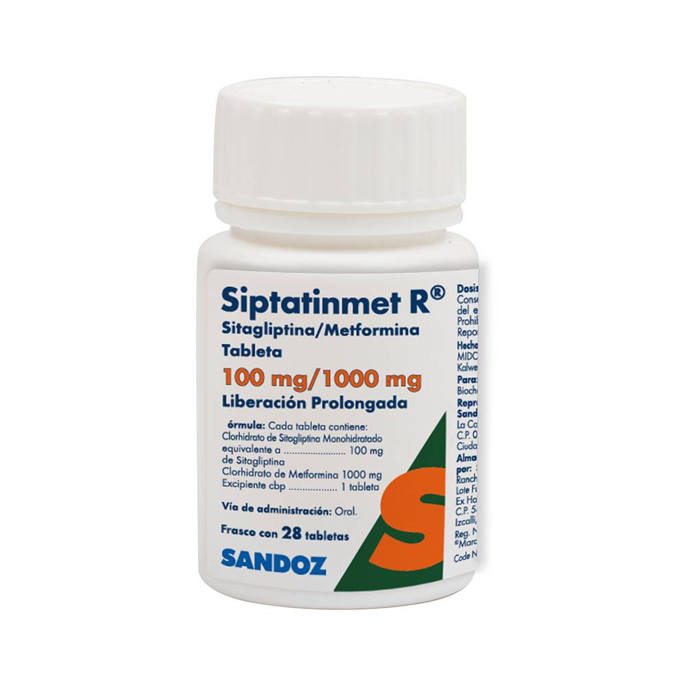 Sandoz · Siptatinmet r tabletas liberación prolongada 100 mg/1000 mg (28 un) (28 un)