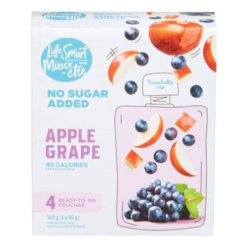 Life smart collations de fruits de pomme raisin de raisin (4/90 g) - apple grape squeezable fruit snacks (4 x 90 g)