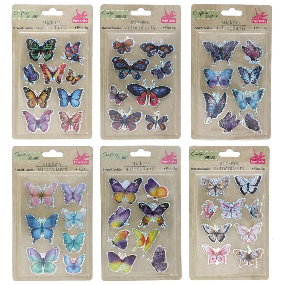 Crafters Square Handmade Butterfly Stickers with 3-D Wings
