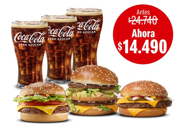 Big Mac + Cuarto + McNifica + 3 bebidas grandes