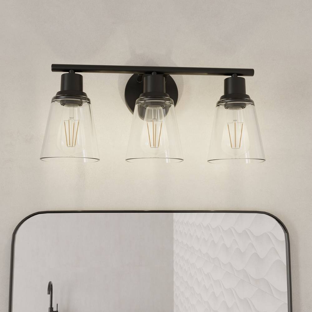 Project Source Reno 18-in 3-Light Matte Black Led, Transitional Vanity Light | VBJ221-3MBK