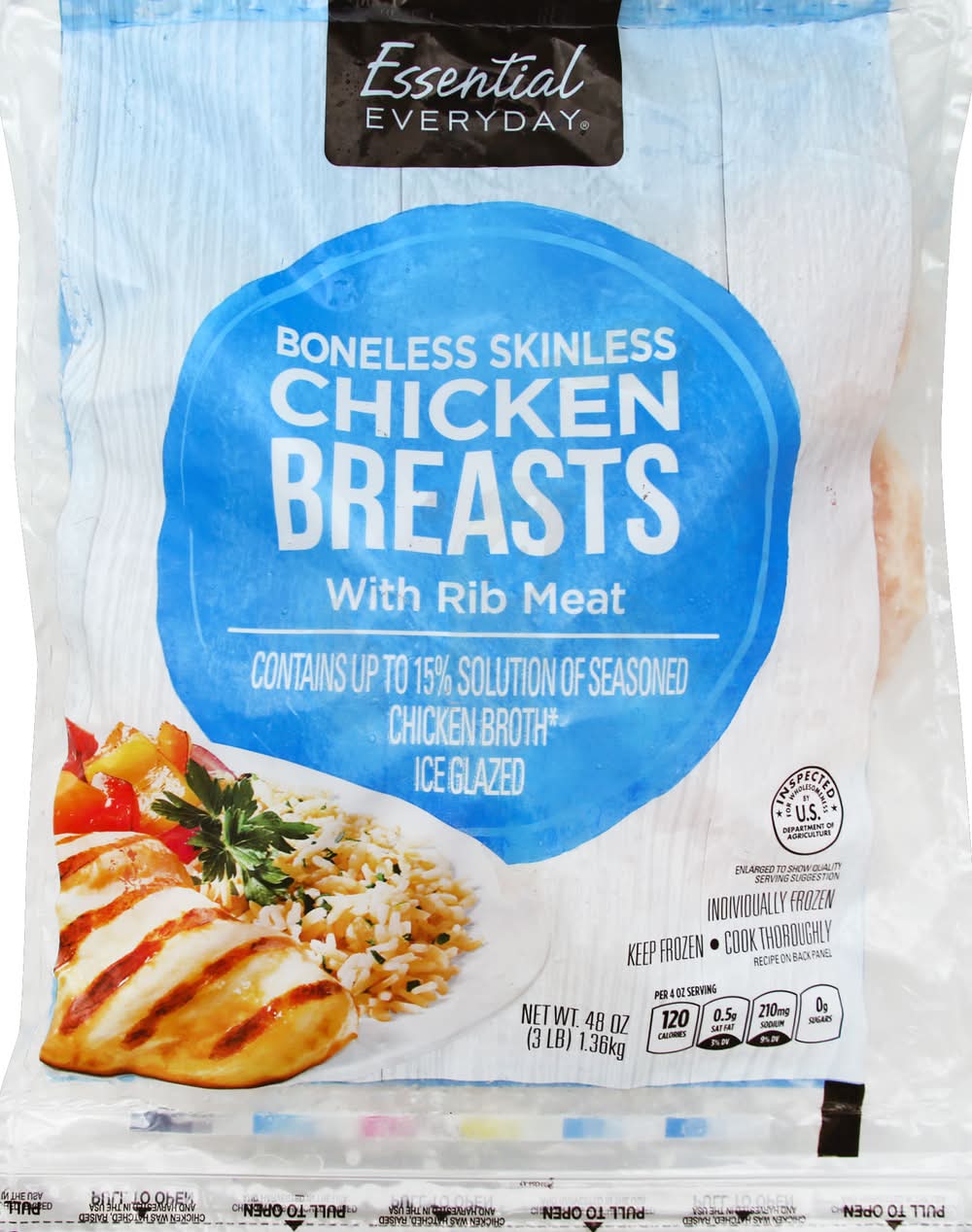 Essential Everyday Breasts With Rib Meat Boneless Skinless Chicken (48 oz)
