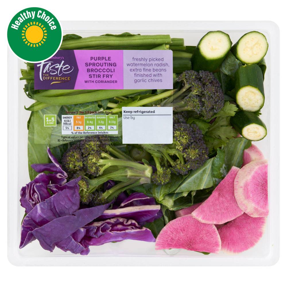 Sainsbury's Taste the Difference Purple Sprouting Broccoli Stir Fry With Coriander (220g)