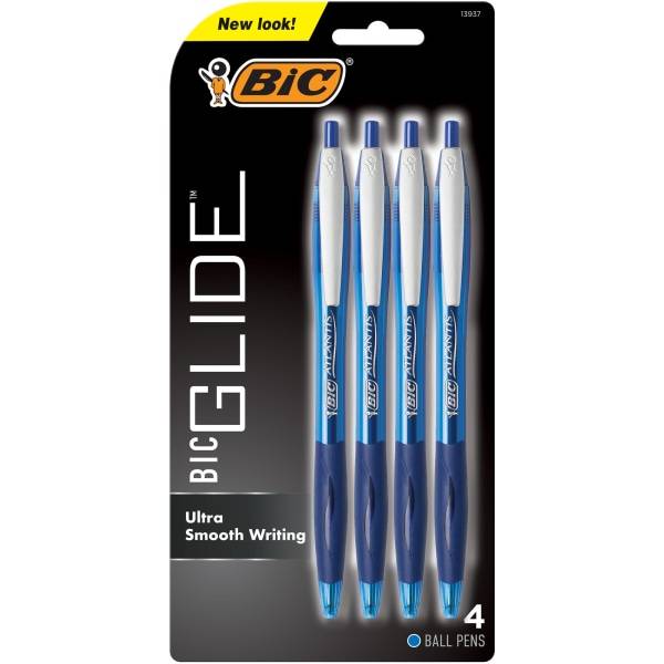 Bic Glide Retractable 1 mm Blue Ballpoint Pens
