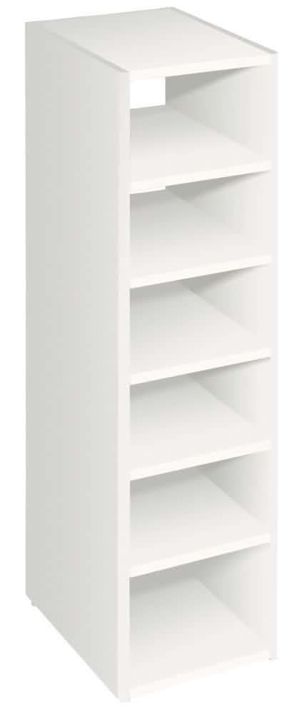 Closetmaid Selectives 12 In. W White Walk-In Tower Unit Wall Mount Stackable 6-Shelf Wood Closet System