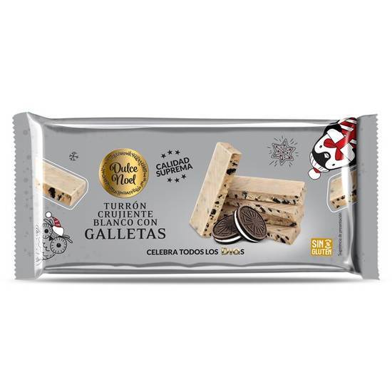 Turrón Crujiente de Chocolate Blanco con Galletas Dulce Noel Día en Bolsa (150 g)