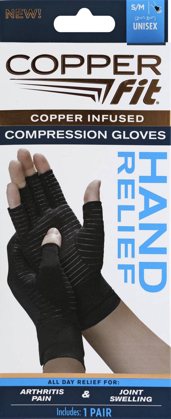 Copper Fit Compression Gloves Copper Infused S/M Unisex