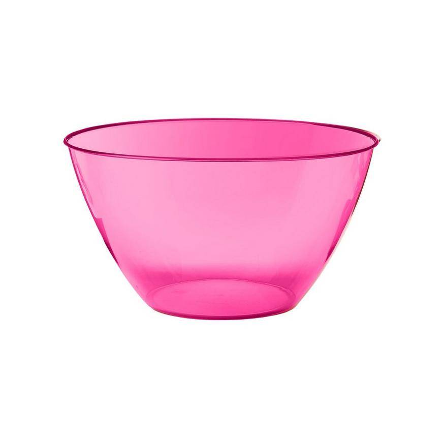 Small Bright Pink Plastic Bowl, 5.5in, 24oz