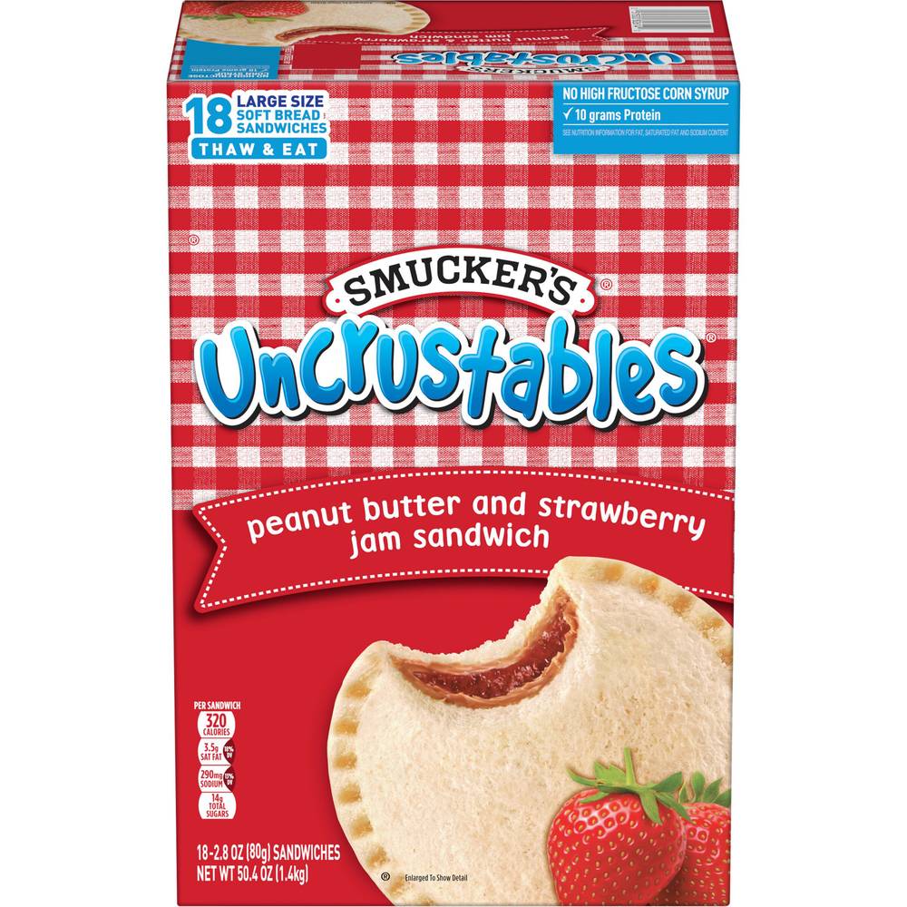 Smucker's Uncrustables Sandwiches, Peanut Butter-Strawberry (18 x 2.8 oz)