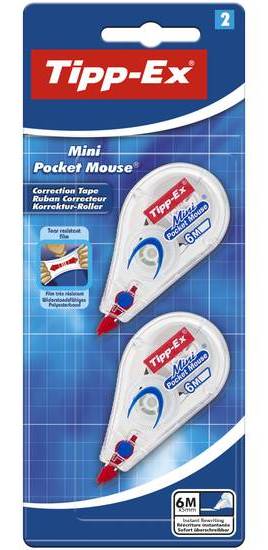 Tipp-ex mini pocket mouse rubans correcteurs - 6 m x 5 mm, blister de 2