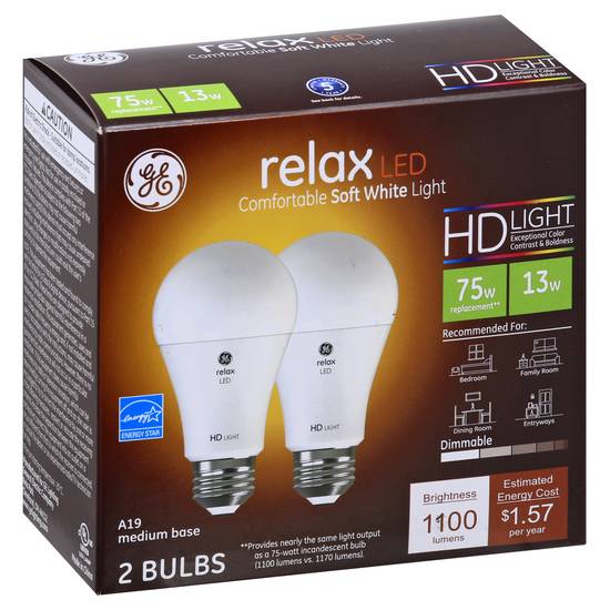 General Electric Relax Led Soft White Light Bulb 13 Watts (2 ct)