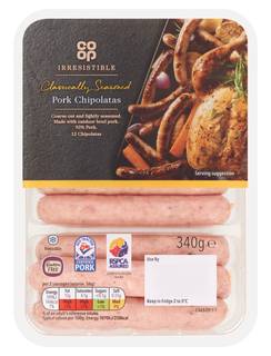 Co-op Irresistible 12 Pork Chipolatas 340g