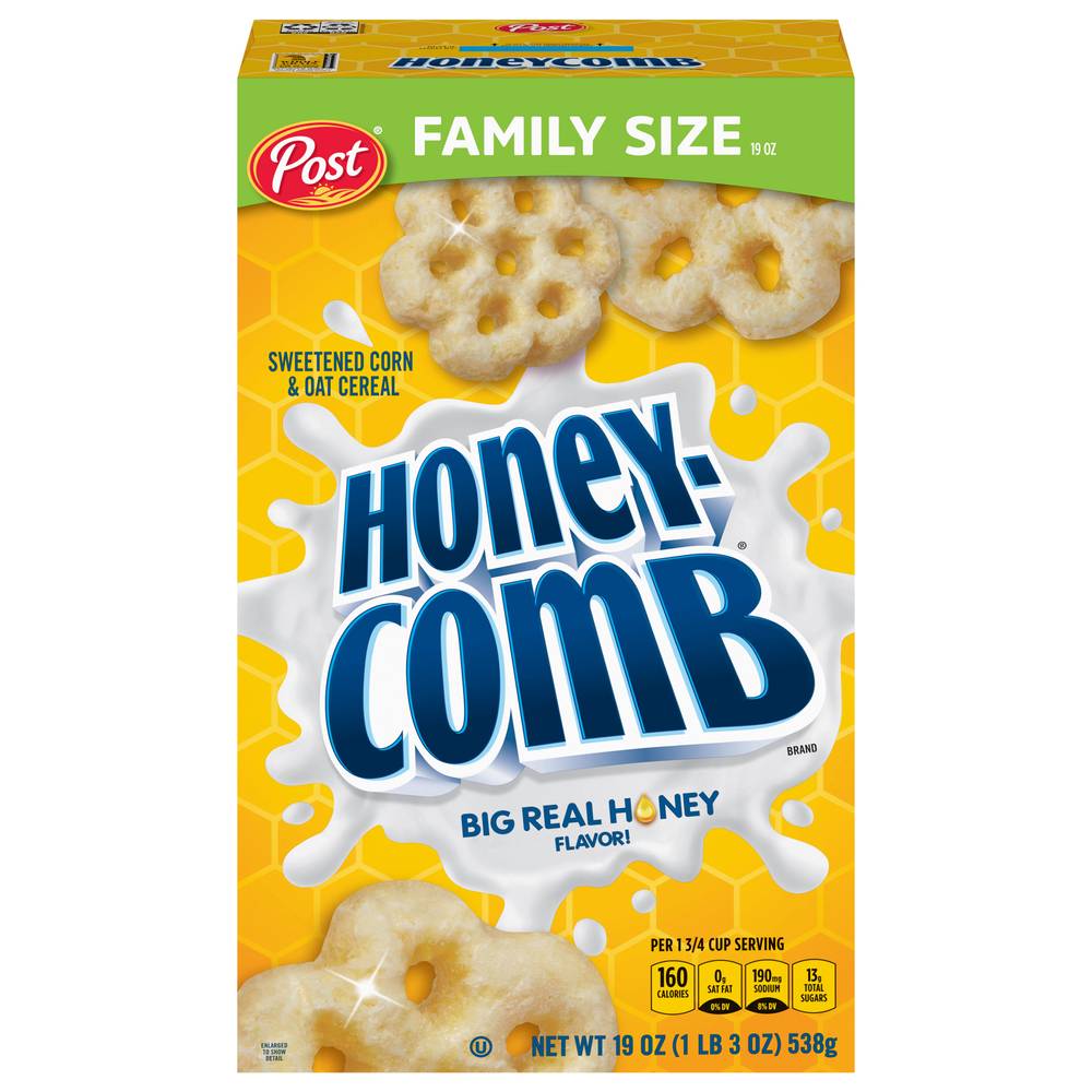 Honeycomb Family Size Sweetened Corn & Oat Cereal, Honey (19 oz)