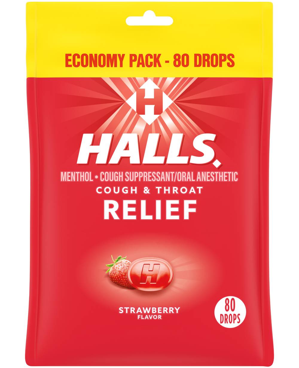 Halls Relief Cough Drops, Strawberry (80 ct)