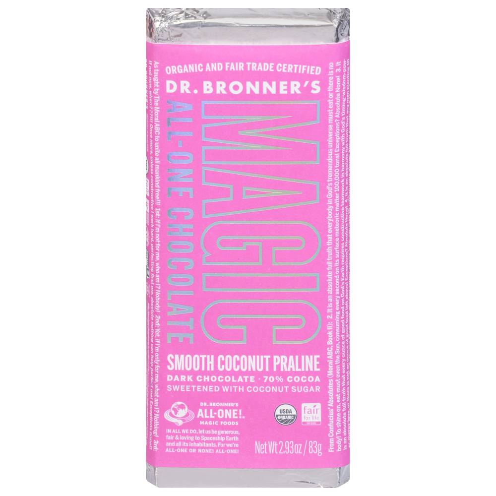 Dr. Bronner's Magic All-One Smooth Coconut Praline Chocolate (2.9 oz)