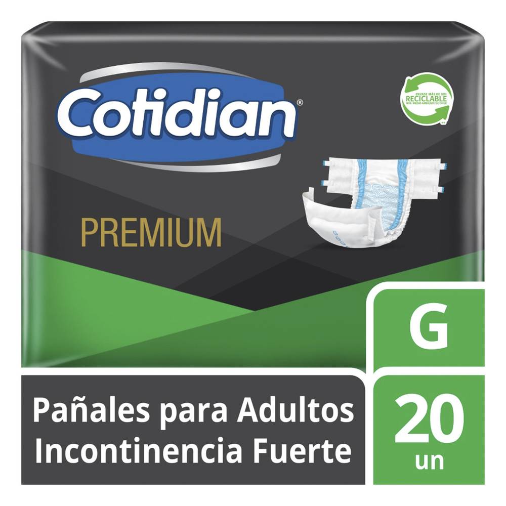 Cotidian pañal adulto premium g (20 un)