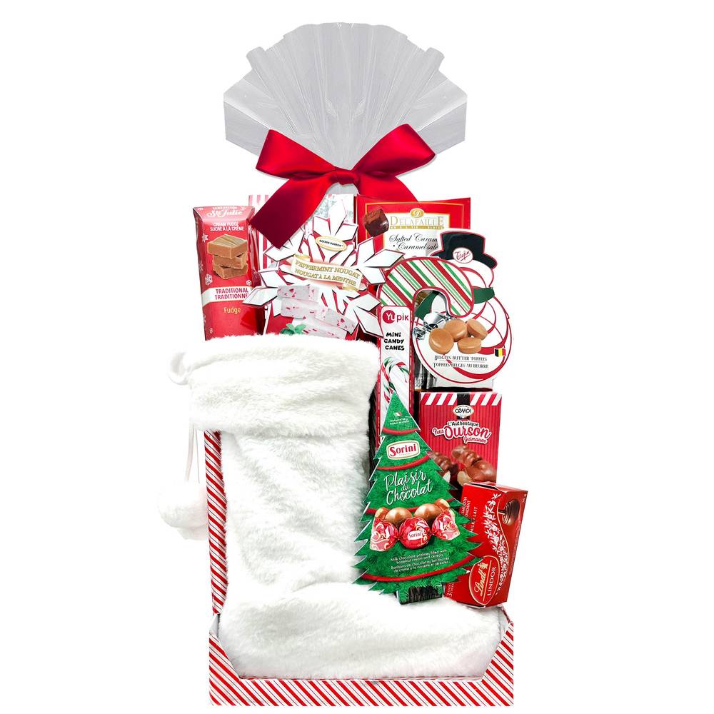 White Faux Fur Stocking Gift Set