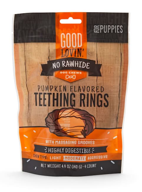 Good Lovin' No Rawhide Pumpkin Flavored Puppy Teething Rings, 4.9 oz., Count of 4