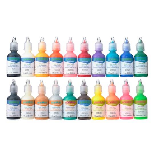 Scribbles Shiny Rainbow 3d Fabric Paint Set, Assorted (20 fl oz, 20 ct)