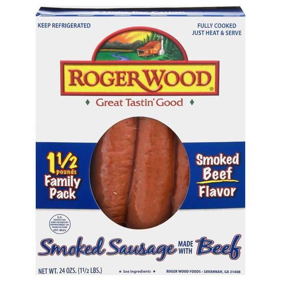 Roger Wood Smoked Beef Flavor Smoked Sausage Family pack