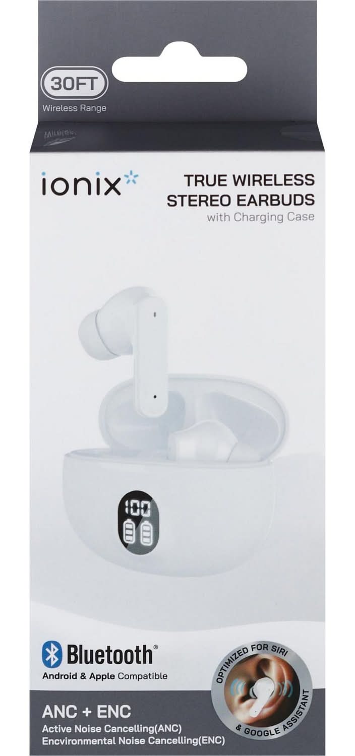 Ionix True Wireless Earbuds With Charging Case, White