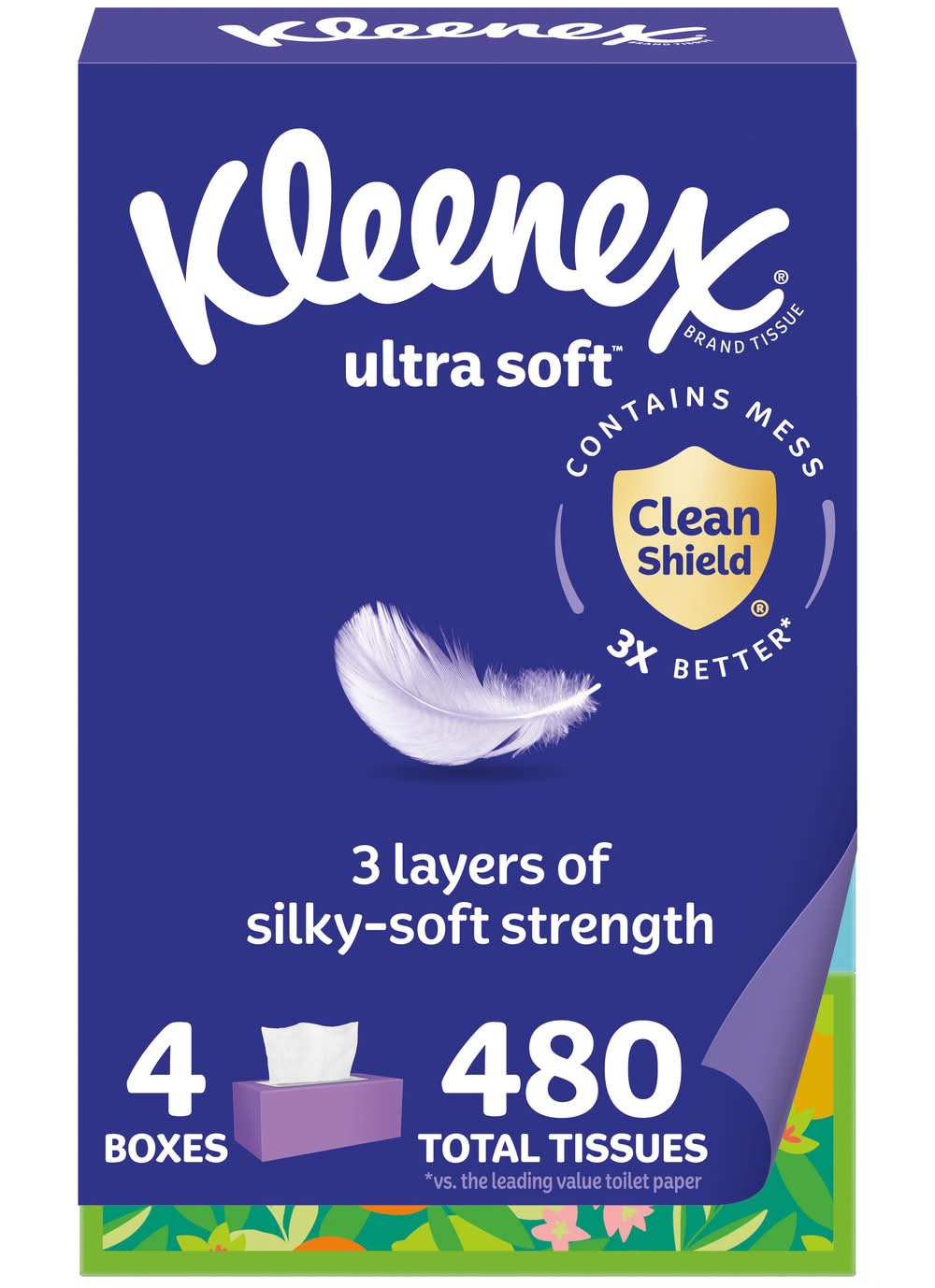 Kleenex Ultra Soft 3-ply Facial Tissues, 8.2x8.4 in (4 x 120 ct)
