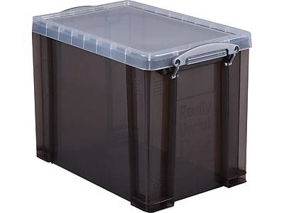 Really Useful Box 20.08 Qt. Flat Lid Storage Bin, Transparent Smoke (19TSMK)