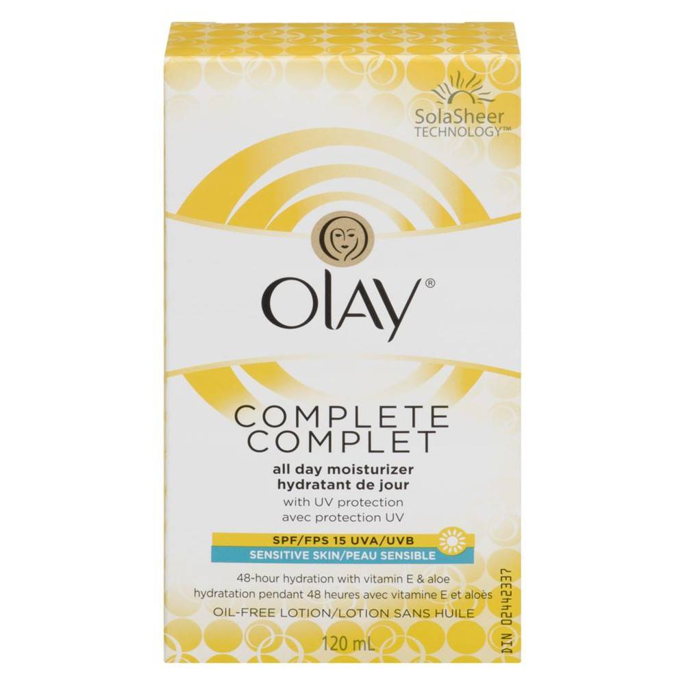 Olay hydratant de jour avec protection uv sans parfum (120ml) - complete all day uv moisturizer, fragrance free (120 ml)