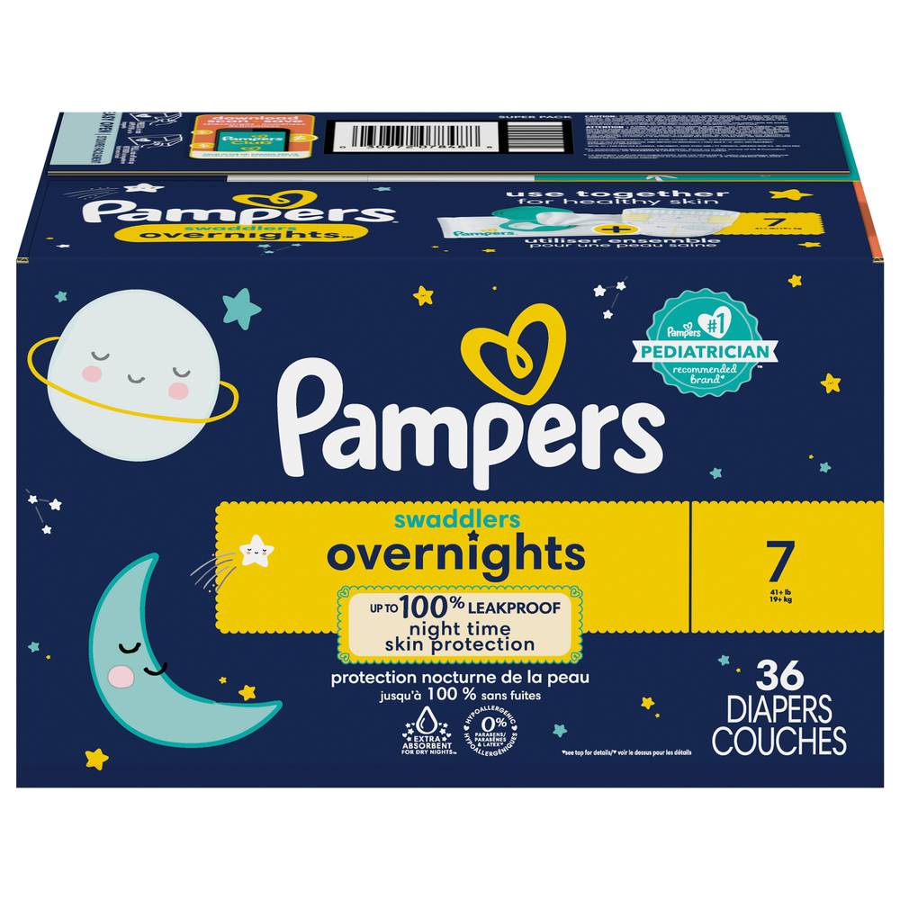 Pampers Swaddlers Overnight Size 7 Diapers