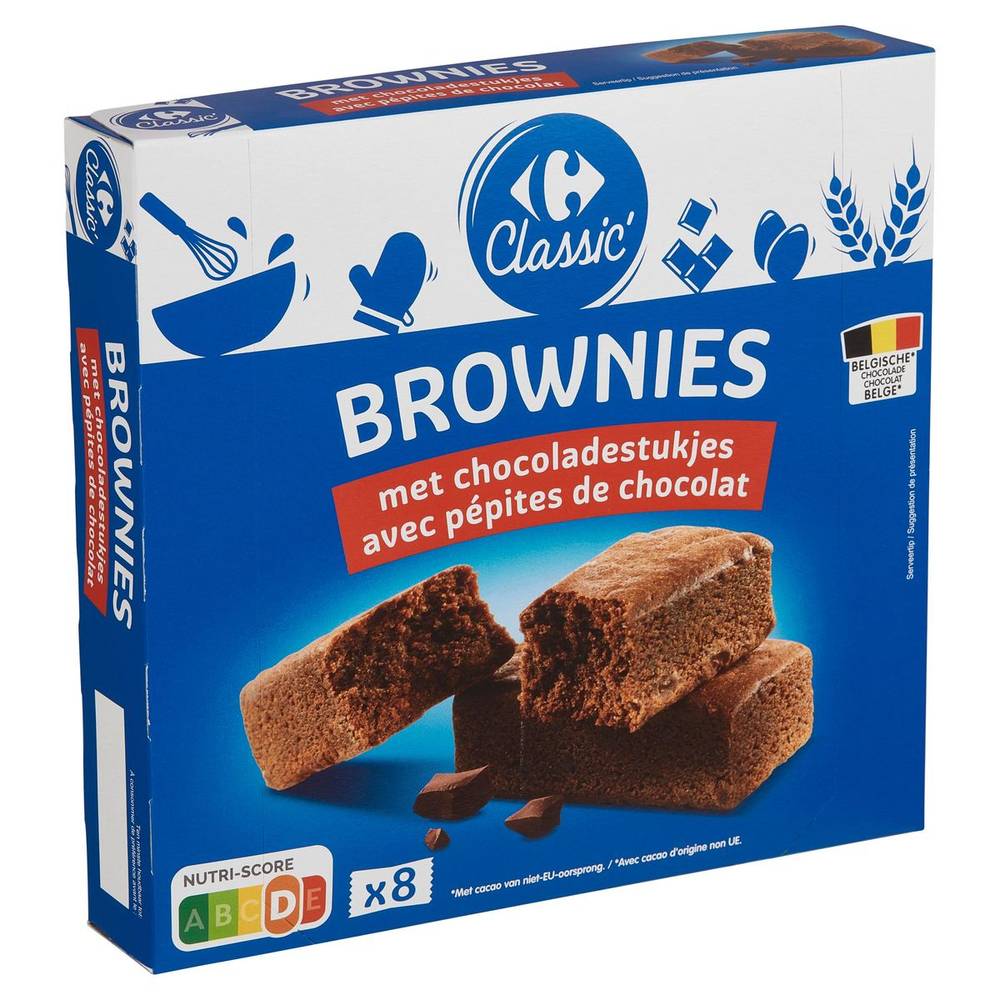 Carrefour Classic'' Brownies avec Pépites de Chocolat 8 x 30 g