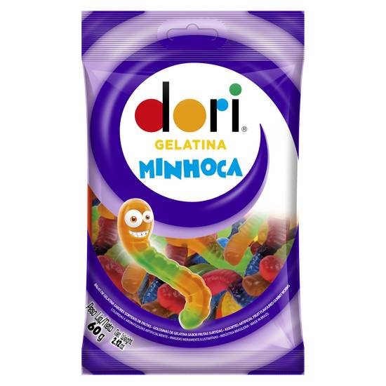 Dori bala de gelatina minhoca sabor frutas (60 g)