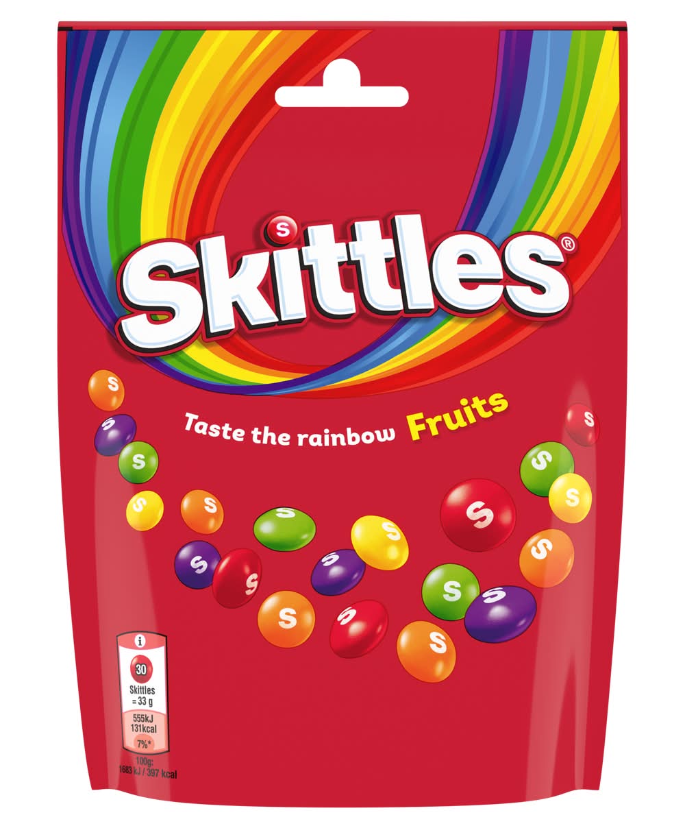 Skittles - Bonbons doux et moelleux, cassis-citron-citron vert-orange-fraise (152g)