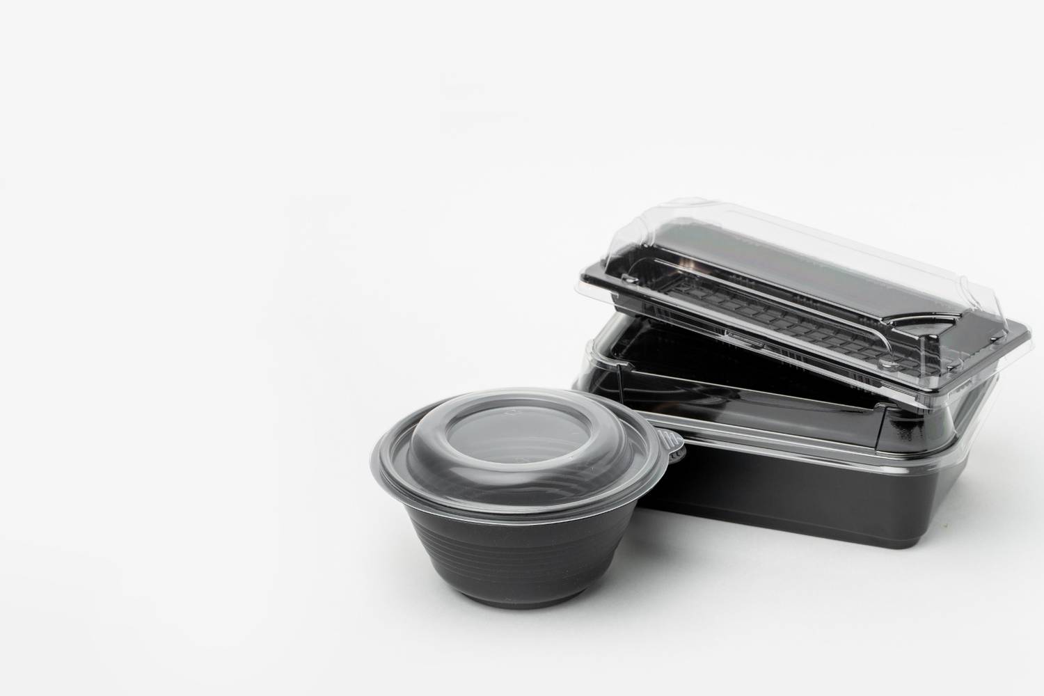 Hot Pack - 7x5 Rectangular Microwaveable Combo Container, Black - 150ct (1 Unit per Case)