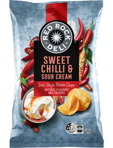 Red Rock Deli Deli Style Potato Chips, Sweet Chilli & Sour Cream (165g)