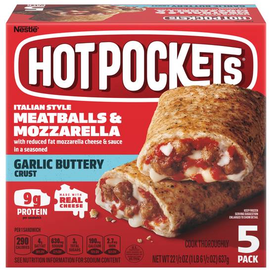 Hot Pockets Garlic Crust Meatballs & Mozzarella Pizza Pockets (5 ct)