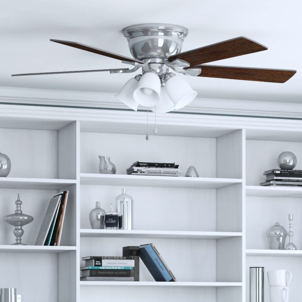 Harbor Breeze Centreville 52-in Brushed Nickel Flush Mount Ceiling Fan With Light Chain