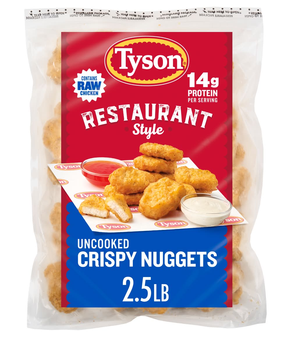 Tyson Restaurant Style Uncooked Crispy Chicken Nuggets (2.5 lbs)
