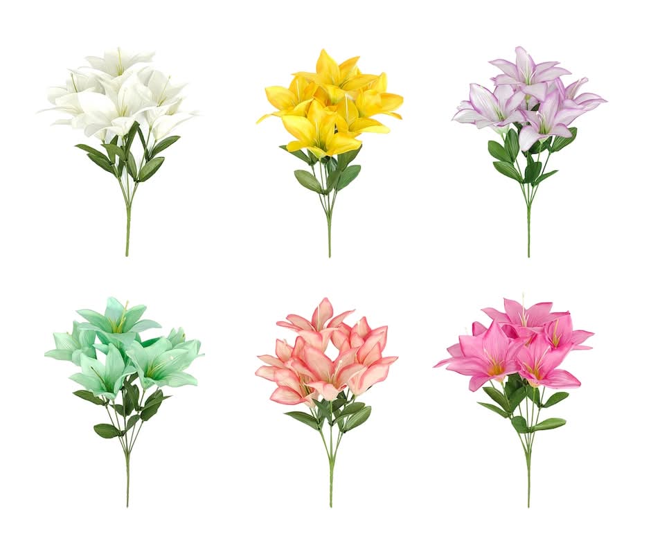 Fresh Garden Artificial Stem Lily Bushes, 13 in, Assorted (6 ct)